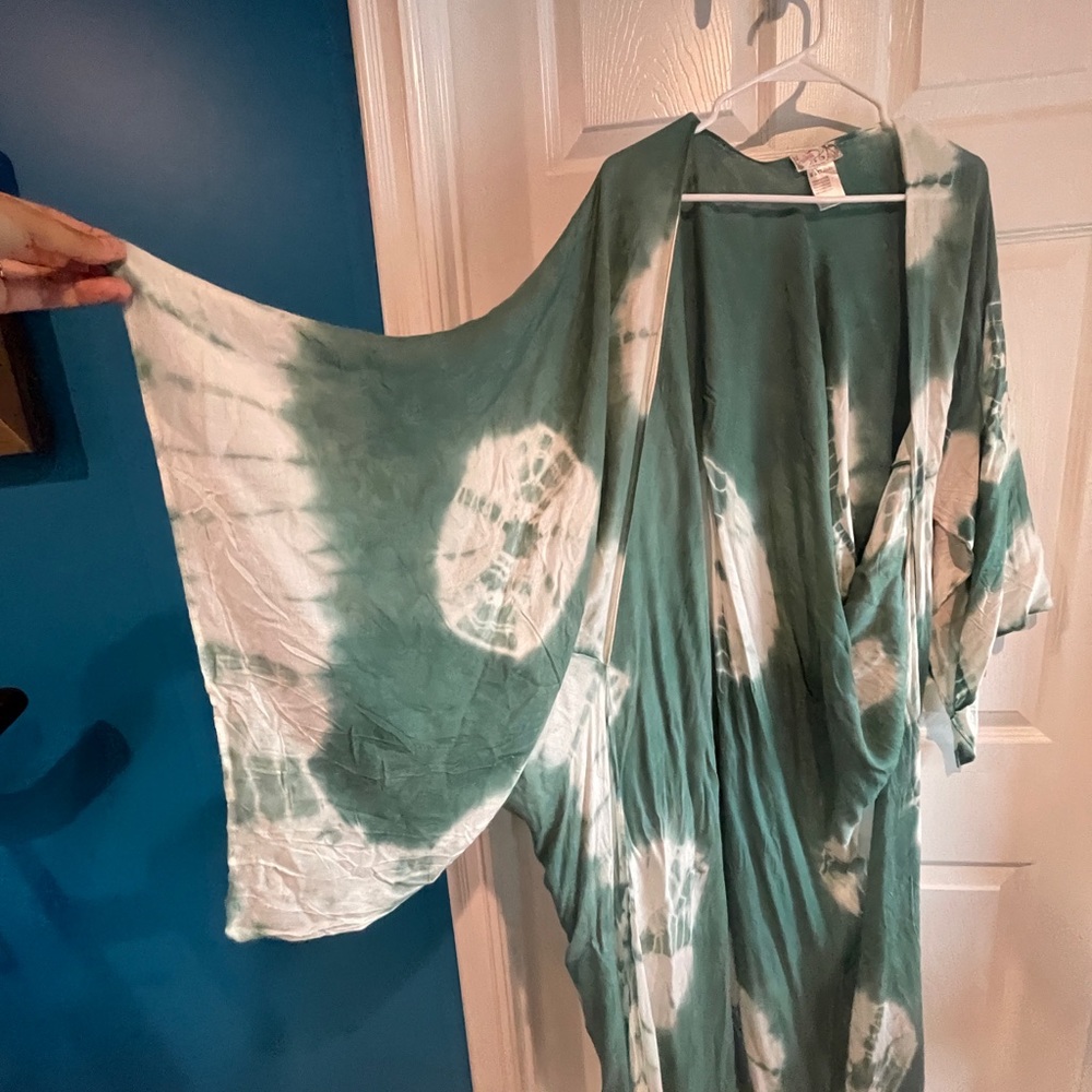 Free people teal tie dye kimono robe